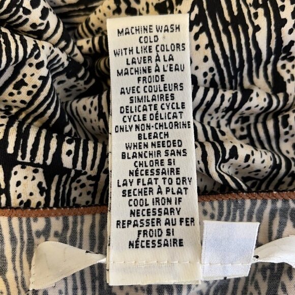 VINTAGE Max Studio Retro Print Dress Drop Waist Tied Side Long Sleeve Size M - Picture 12 of 14